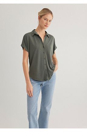 پیراهن آبی زنانه یقه پیراهنی Mavi - کد 842122719