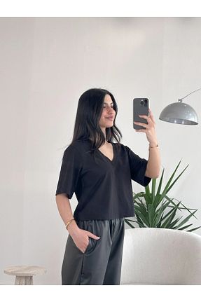 تیشرت مشکی زنانه اورسایز Kyra Studios - کد 937805398