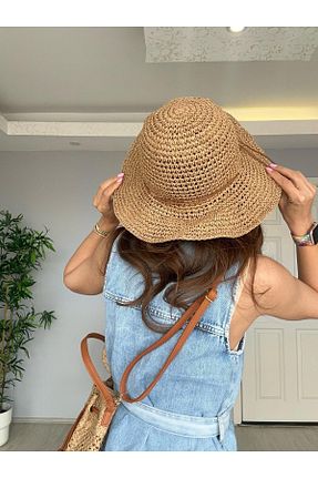 کلاه قهوه ای زنانه حصیر Seda Bijuteri - کد 932450184