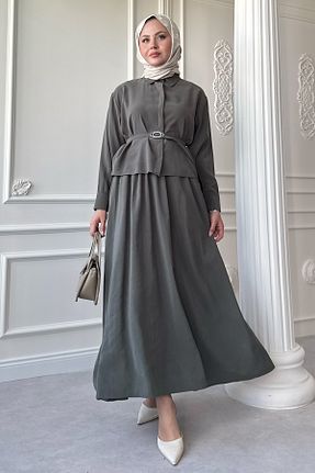 ست بالاتنه و پائین تنه حجاب خاکی زنانه رگولار InStyle - کد 937812771