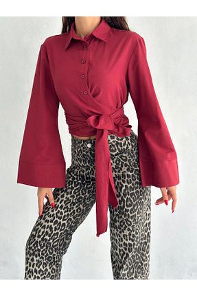 پیراهن زرشکی زنانه Relaxed lesclees - کد 906407634