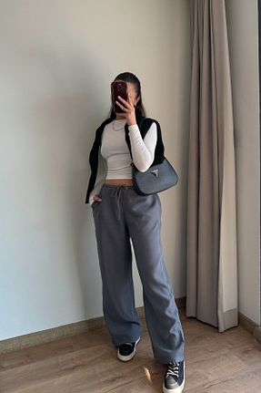 شلوار طوسی زنانه کتان Güneş - کد 905544486
