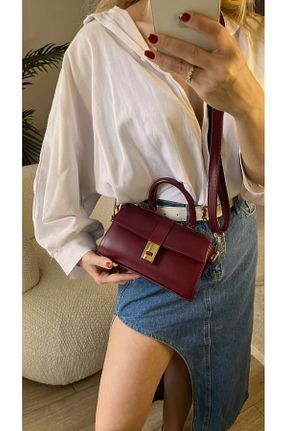 کیف دوشی زرشکی زنانه چرم مصنوعی Assia Atelier - کد 937421669