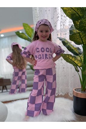 ست بالاتنه و پائین تنه صورتی بچه گانه بافت GÖKJOY BUTİK - کد 938097872