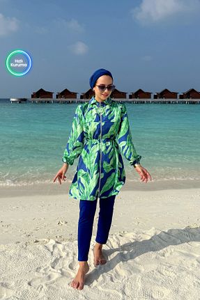 مایو حجاب سبز زنانه Tropikal Ka Hijab - کد 936503277