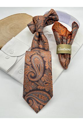 کراوات نارنجی مردانه میکروفیبر Gutiero - کد 937824050