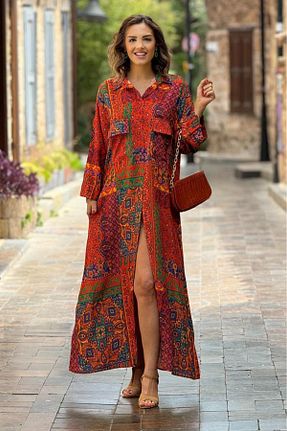لباس نارنجی زنانه بافتنی Nevin Kaya Moda - کد 819410190