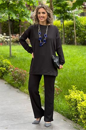 ست بالاتنه و پائین تنه مشکی زنانه بافتنی Nevin Kaya Moda - کد 800941226