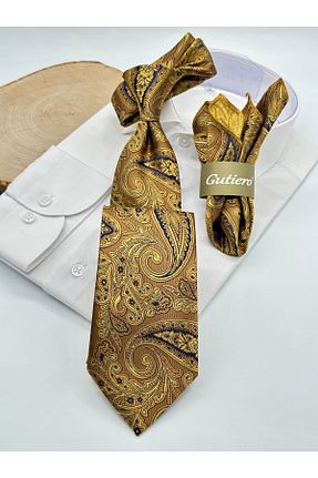 کراوات زرد مردانه میکروفیبر Gutiero - کد 937823710