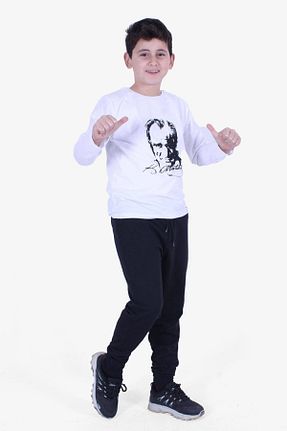 ست بالاتنه و پائین تنه سفید بچه گانه بافت FYK KİDS - کد 645950764