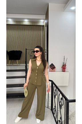 ست بالاتنه و پائین تنه خاکی زنانه بافتنی Butik - کد 934955259