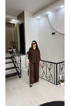 ست بالاتنه و پائین تنه قهوه ای زنانه بافتنی Butik - کد 934953956
