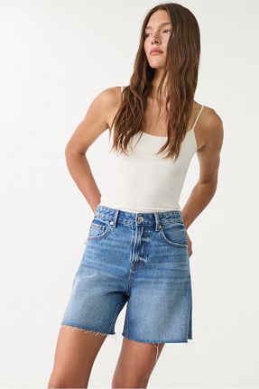 شلوارک و برمودا آبی زنانه فاق بلند Stradivarius - کد 271387974