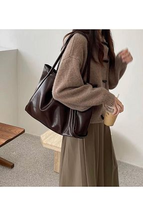 کیف دوشی قهوه ای زنانه چرم مصنوعی SELVİ - کد 865828259