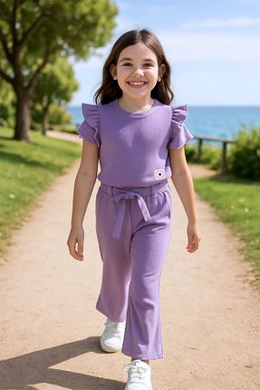 ست بالاتنه و پائین تنه بنفش بچه گانه بافت HÇM - کد 938123656