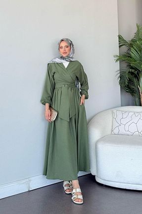 ست بالاتنه و پائین تنه حجاب خاکی زنانه A-line Vent - کد 937890211