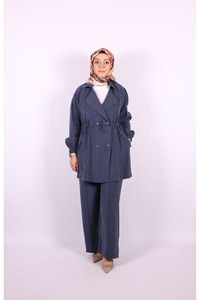 ست بالاتنه و پائین تنه حجاب سرمه ای زنانه اورسایز Tuğba Sarı - کد 937898696
