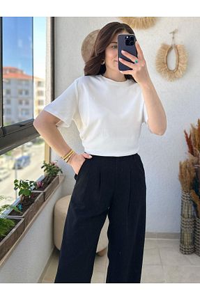 تیشرت سفید زنانه رگولار TUNAM BUTİK - کد 937897614