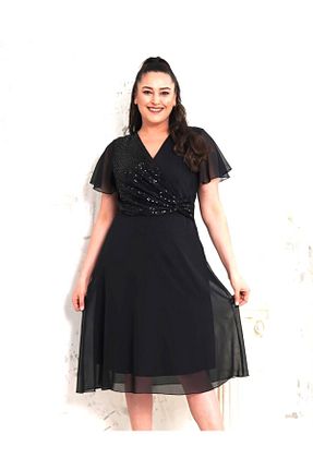 لباس مجلسی سایز بزرگ مشکی زنانه دو سینه Şirin Butik - کد 937895592