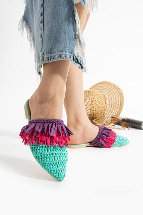 دمپائی فیروزه ای زنانه حصیر STOCON - کد 937908254