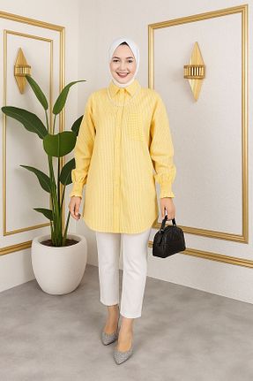 تونیک حجاب زرد مخلوط ویسکون sd butique - کد 937925570