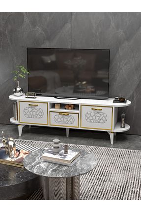 میز و پایه تلویزیون سفید Suntalam GOLDFALEZ - کد 932750484