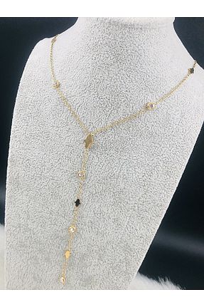 گردنبند استیل ( فولاد ) زرد زنانه استیل ضد زنگ DS DİAMONDSHOP - کد 937974141