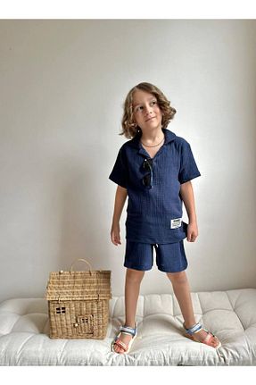 ست بالاتنه و پائین تنه سرمه ای بچه گانه بافتنی lesa kids wear - کد 938156046