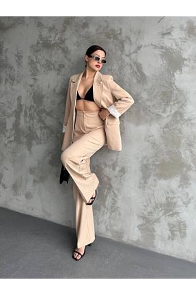 ست بالاتنه و پائین تنه بژ زنانه بافتنی Castivo Fashion - کد 937984465
