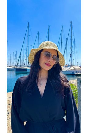 کلاه بژ زنانه حصیر Luminos Butik - کد 822177081