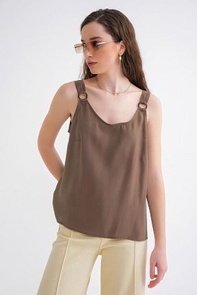 بلوز قهوه ای زنانه ساده Mixray - کد 938028194
