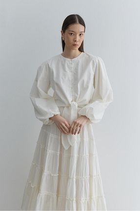 پیراهن سفید زنانه اورسایز Fahhar - کد 938165416