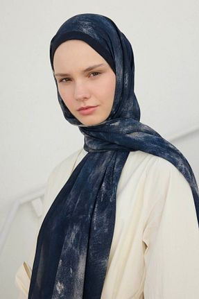شال سرمه ای زنانه ابریشم Qef - کد 938079897