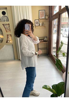پیراهن سفید زنانه گشاد Sinemsi Butik - کد 938077915