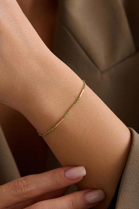 دستبند طلا سبز زنانه 14 عیار Bayar Gold - کد 938077714