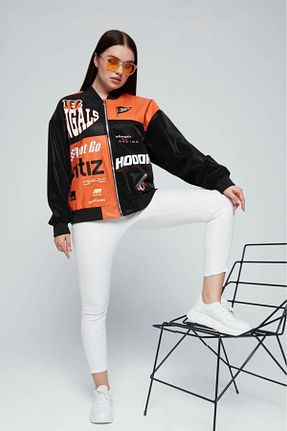 کاپشن نارنجی زنانه اورسایز Black Level - کد 812047904
