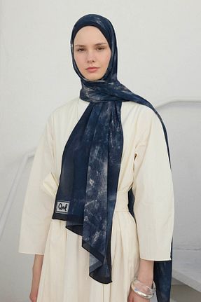 شال سرمه ای زنانه ابریشم Qef - کد 938079897