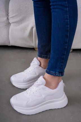 کفش اسنیکر سفید زنانه بند دار Dark Shoes - کد 775491140
