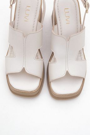 صندل سفید زنانه پاشنه پلتفرم luvishoes - کد 938096751