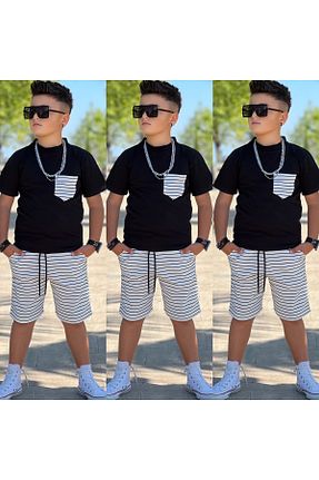 ست بالاتنه و پائین تنه مشکی بچه گانه پنبه ای ixoskids club - کد 938673379