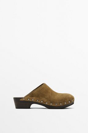 دمپائی قهوه ای زنانه چرم خالص Massimo Dutti - کد 938194952