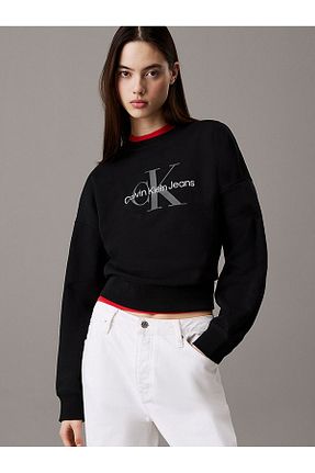 سوئیشرت مشکی زنانه ساده Calvin Klein - کد 938106622