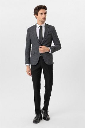 کت و شلوار مشکی مردانه یقه نوک تیز SÜVARİ - کد 861581523