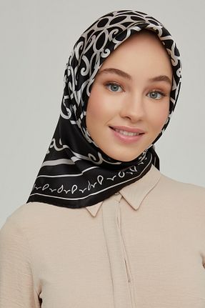 روسری مشکی کرپ ساتن ابریشم Armine - کد 938099642