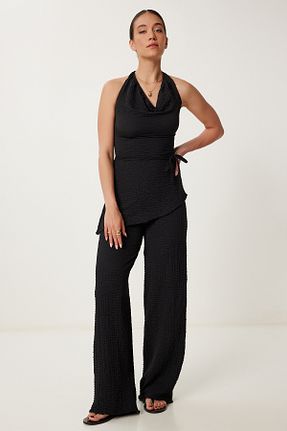ست بالاتنه و پائین تنه مشکی زنانه بافت Lovelyİstanbul - کد 938203798