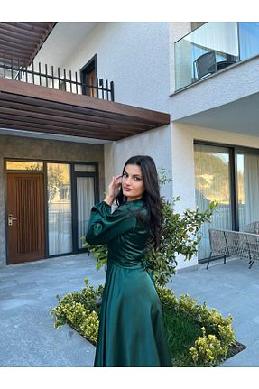 لباس مجلسی و فارغ التحصیلی سبز زنانه ساتن essolaria - کد 905370750