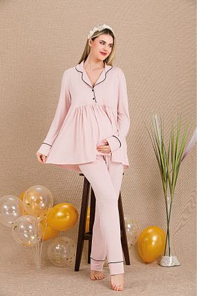 ست لباس راحتی بارداری صورتی زنانه مخلوط ویسکون Lady Lingerie - کد 938202250