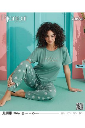 ست لباس راحتی سبز زنانه گلدار Pijamoni - کد 938115090
