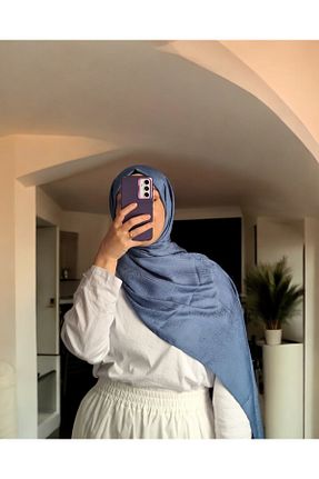 شال آبی زنانه پنبه ای Lavena scarfs - کد 933352992