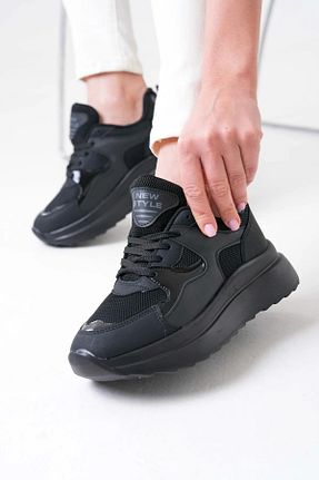 کفش اسنیکر مشکی زنانه بند دار SUPERSTYLE - کد 938132827